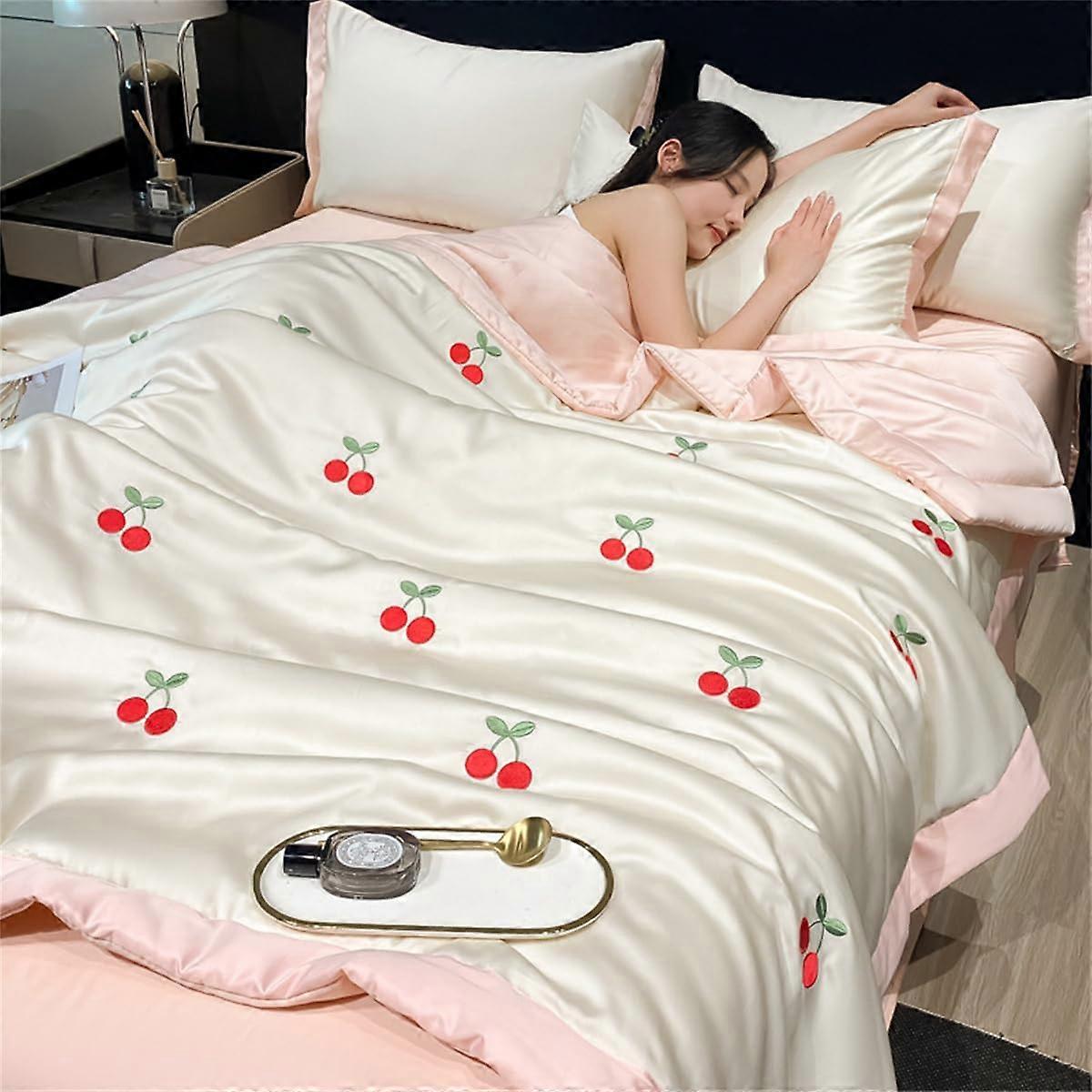 Cooling Quilt Set King Size with Breathable Cooling Fabric, Reversible Floral Summer Bedding