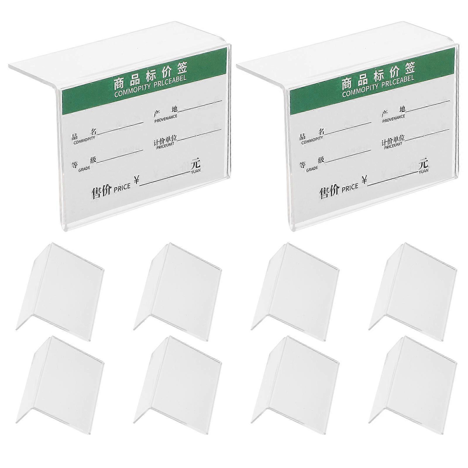 Transparent Acrylic Price Tag Holders L Shape Display Stand with Self Adhesive Stickers for Store