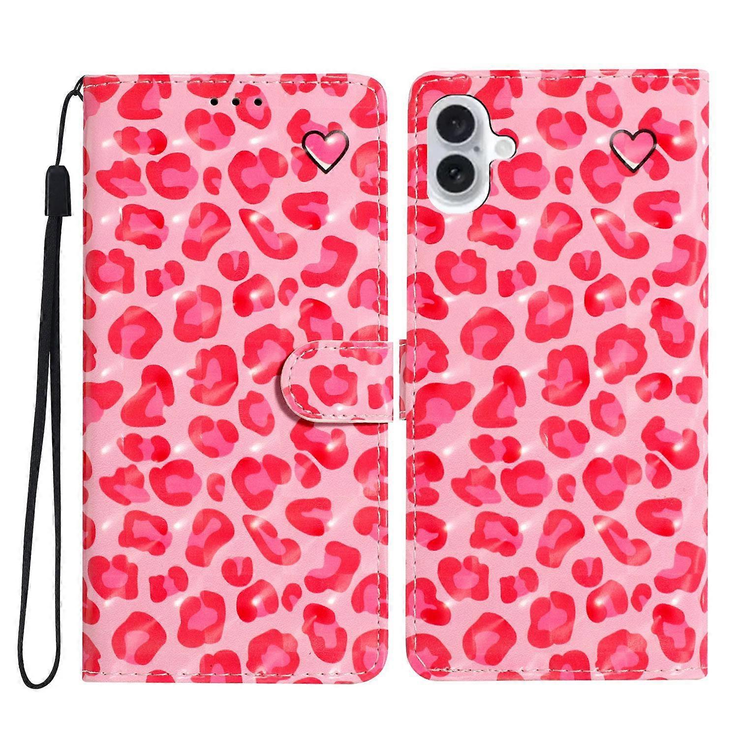 For iPhone 16 Case PU Leather 3D Pattern Printing Phone Wallet Cover