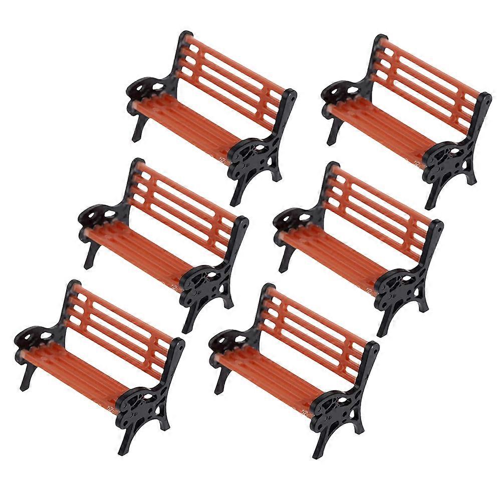 Miniature Park Bench Model for Decoration 6Pcs Micro Landscape Bench Kit