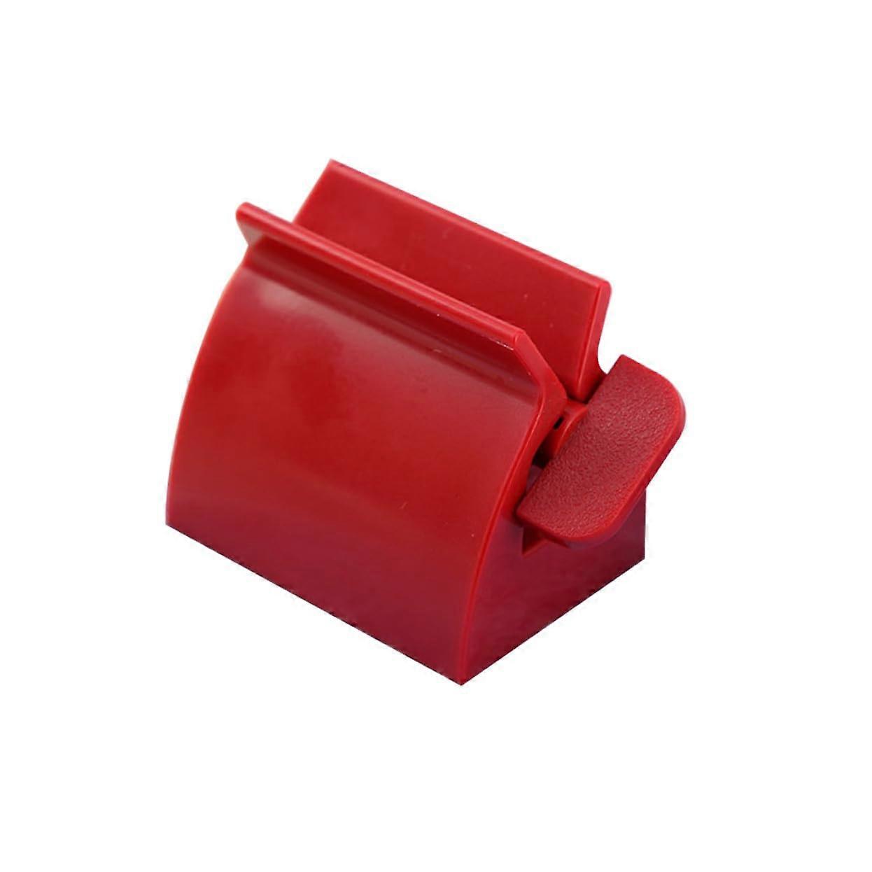 Automatic Toothpaste Dispenser and Red Plastic Squeezer Stand for Accurate Bathroom Tube Rolling
