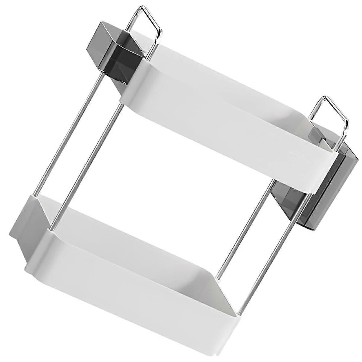 Countertop Storage Rack DoubleTier Kitchen Organizer Shelf with Hanging Basket BreakResistant White