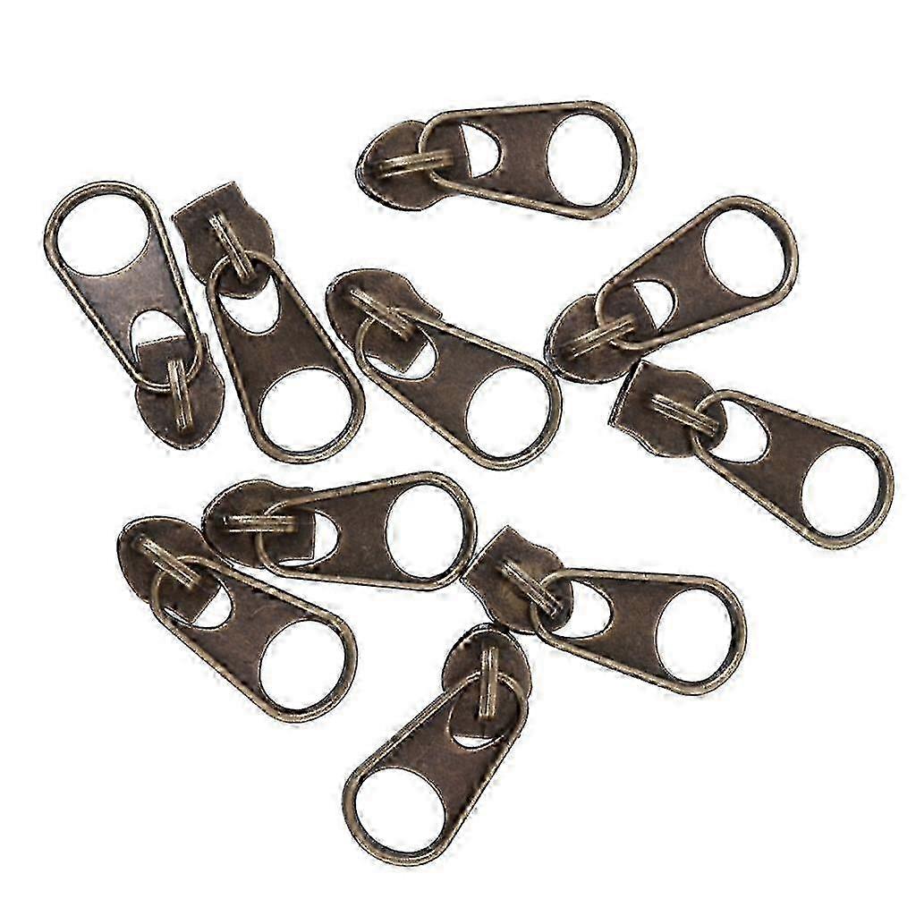 2025 10pcs Bronze Zip Puller/Zipper Pull Sliders Head Zipper Repair Kit
