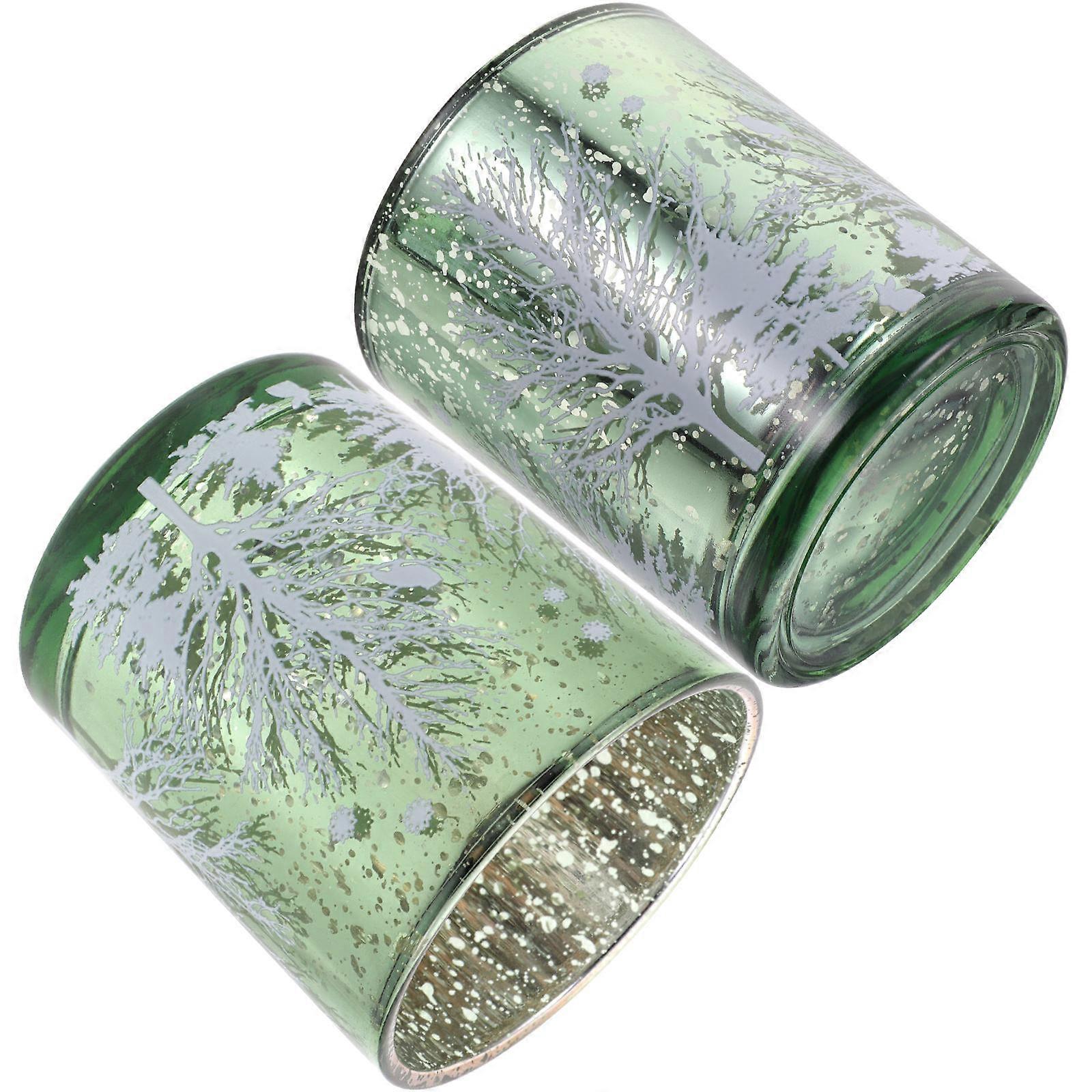 Glass Candle Holder Christmas Tree Pattern for Decoration 4Pcs