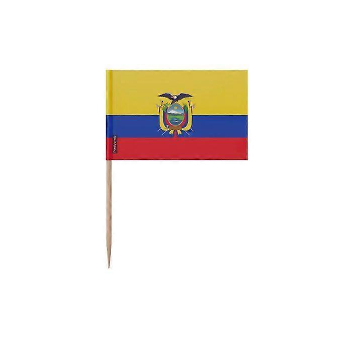 Toothpicks Ecuador Flag - 10 cm - 100 pieces - Adhesive plastic - Bamboo stick - Pixelforma