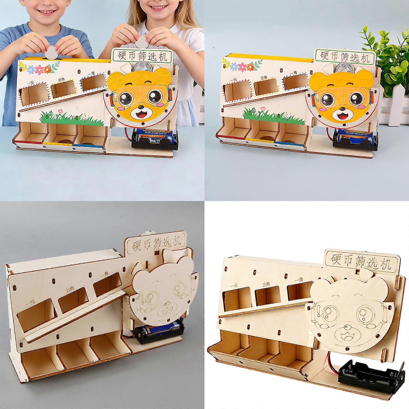 DIY Science Educational Toy Wooden Coin Sorting Machine Set Physics Teaching Tool For Children Teaching Concept Learning Multicolor