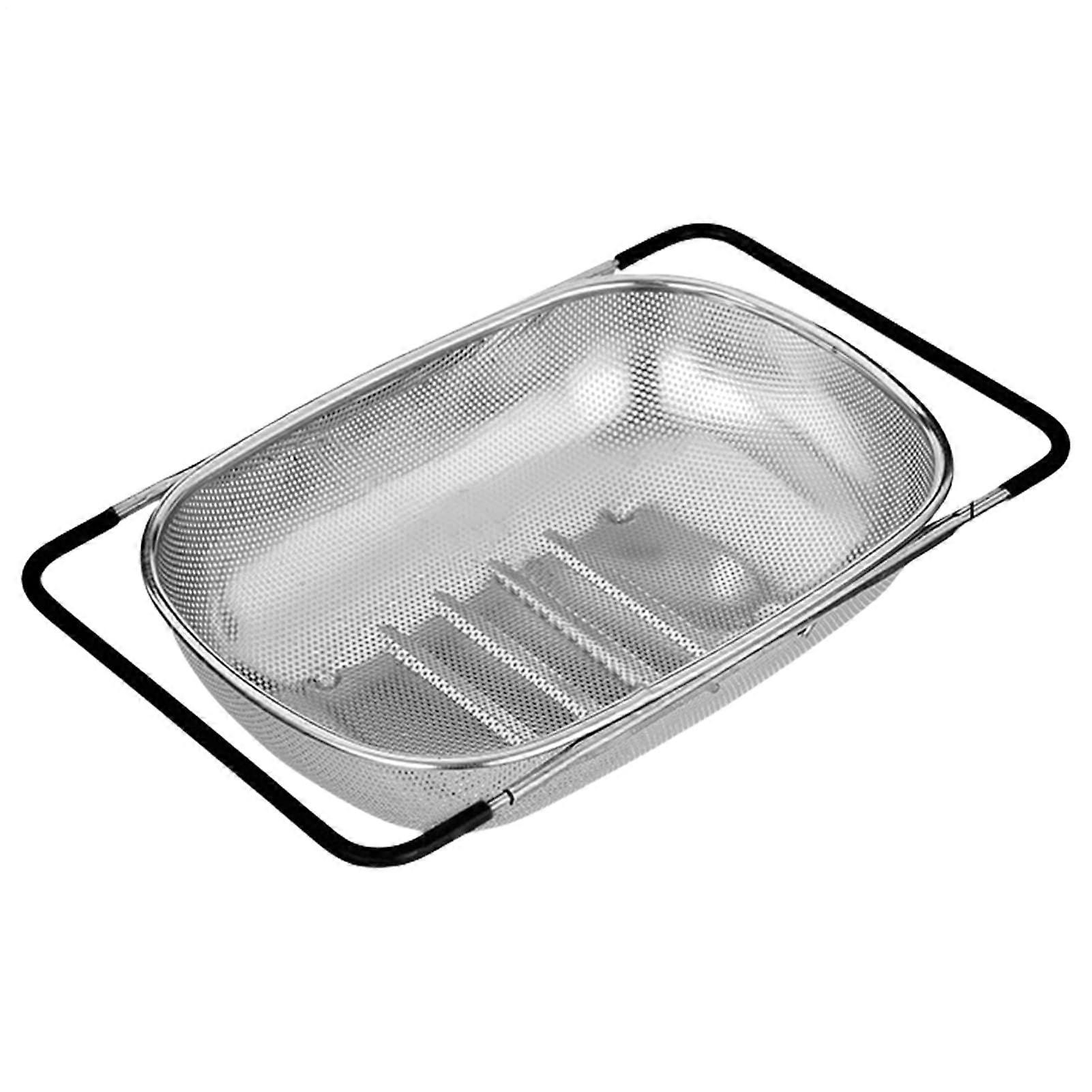 Stainless Steel Over Sink Colander Adjustable Expandable Strainer Basket Large Capacity Fine Mesh