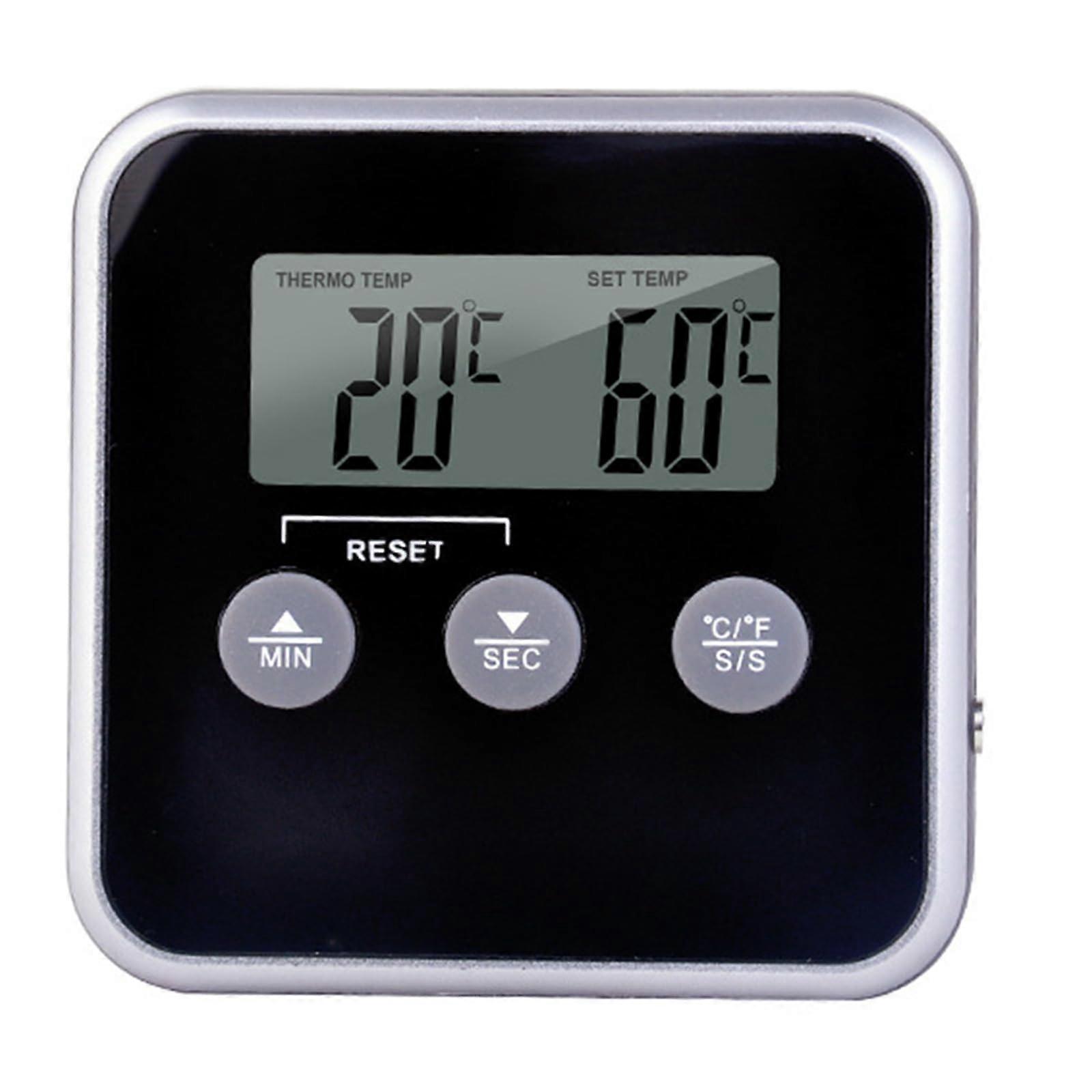 Digital Meat Thermometer with Timer and Probe,  Accuracy LCD Cooking Thermometer for BBQ Grilling