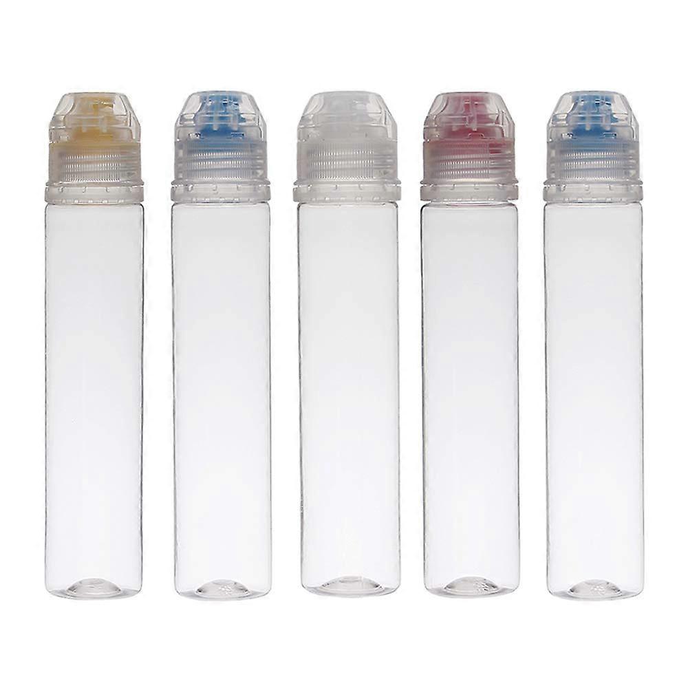 5 Pack Mini Plastic Squeeze Bottles with LeakProof Flip Lids for Sauce and Condiment Storage