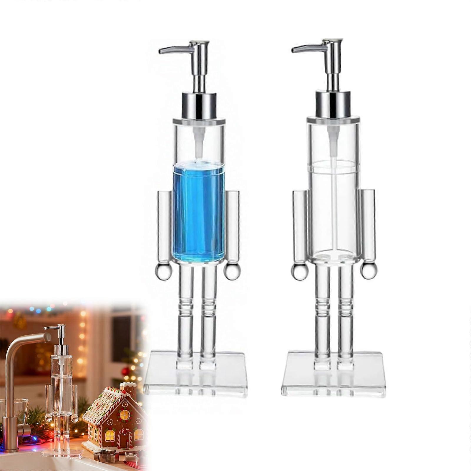 Christmas Nutcracker Soap Dispenser Set, Clear Acrylic Pump for Holiday Bathroom and Kitchen Decor