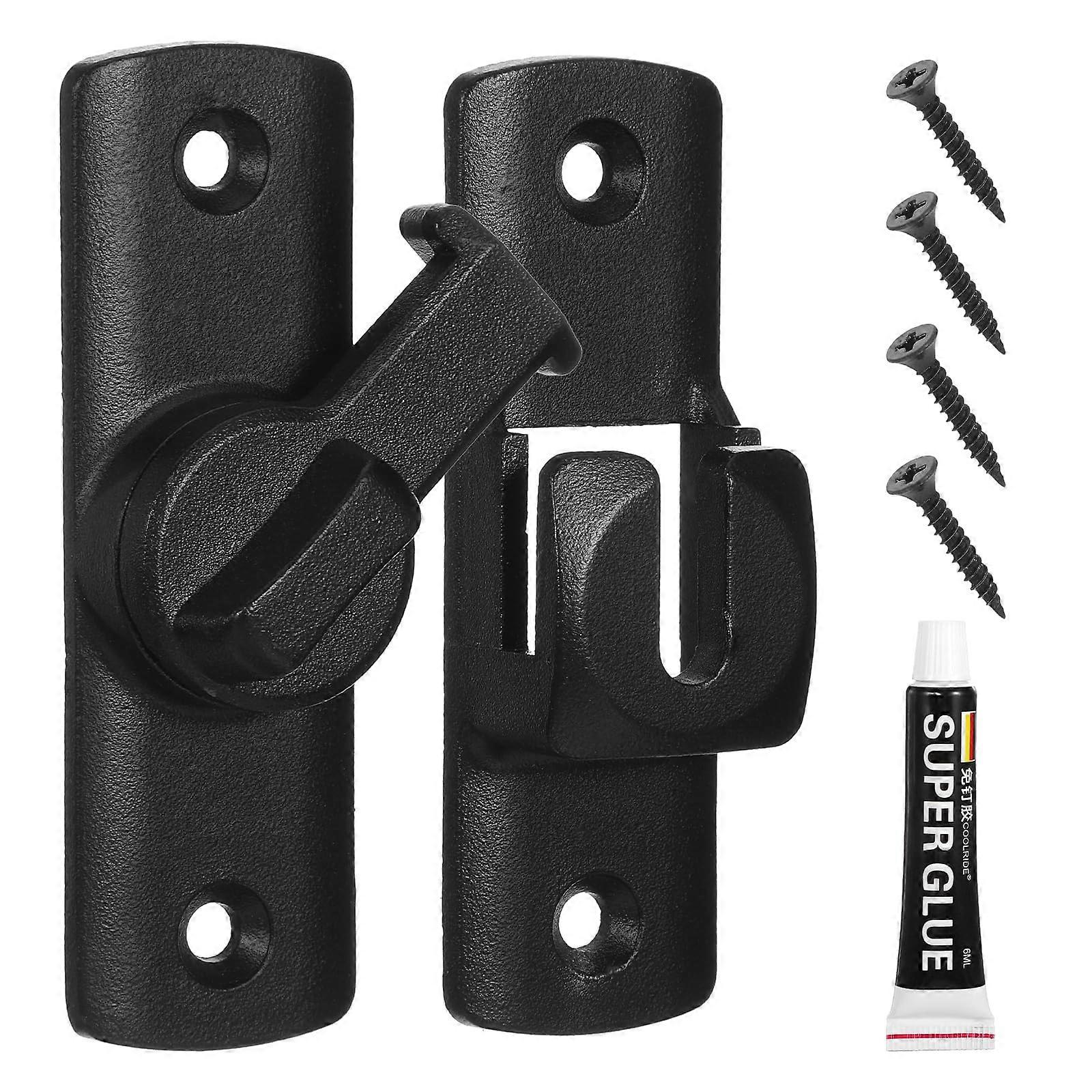 Black Barn Door Latch Hardware, 90/180 Degree Gate Lock, Matte Black RustResistant Privacy Lock