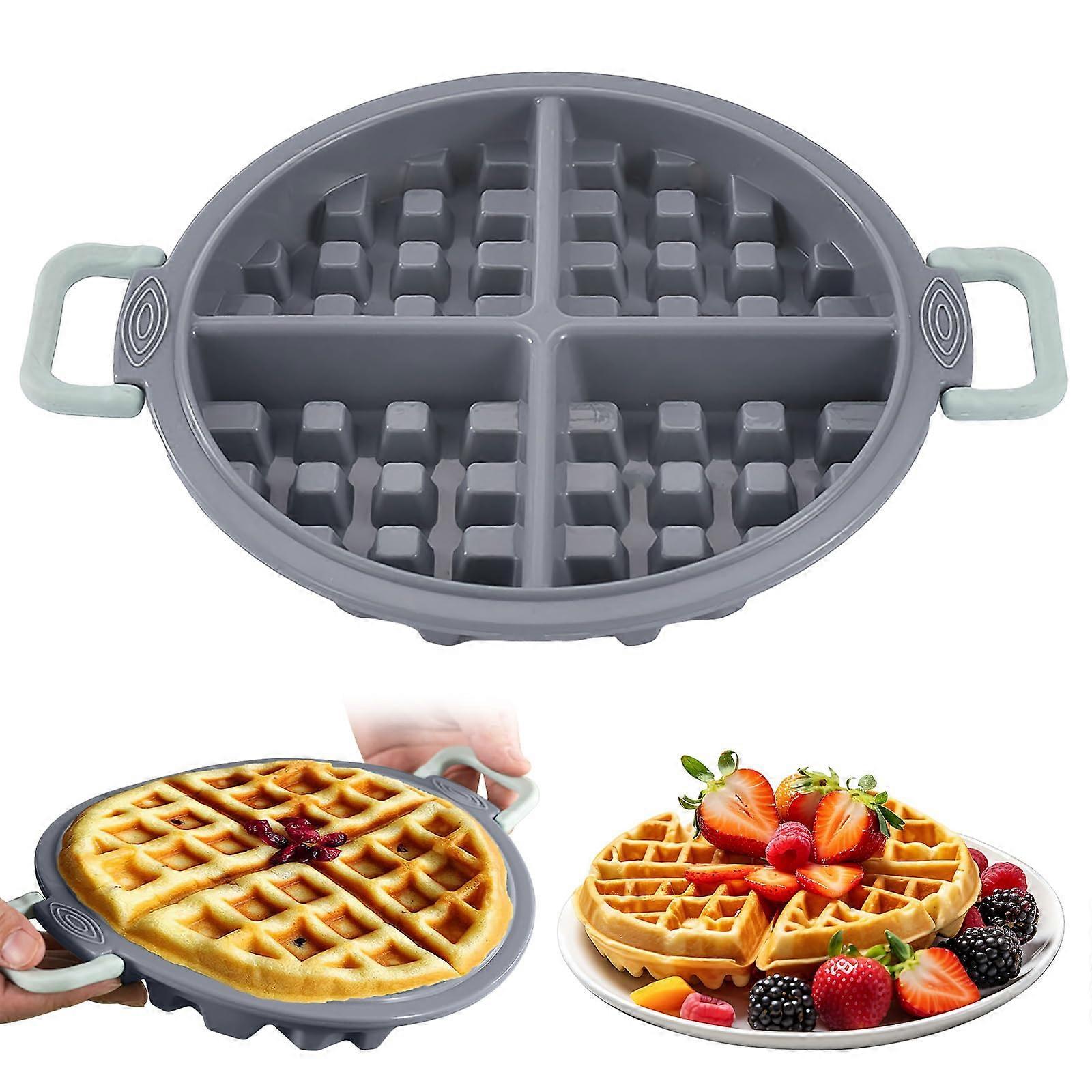 Silicone Waffle Mold 4 Cells Triangle Shape NonStick Oven Safe Reusable Baking Tray Gray