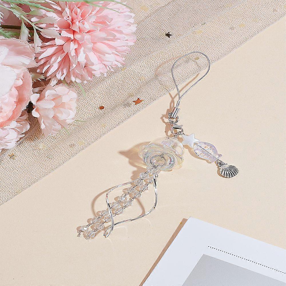 1pc Glass Pendants Mobile Straps Jellyfish Clear AB 155mm
