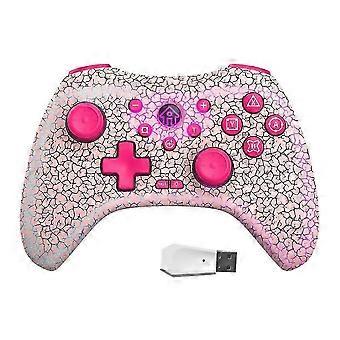 Wireless Game Console+Receiver for Switch/Android/Ios/Pc 6-Axis Gyro High Precision Joystick Rgb Bluetooth Gamepad Pink