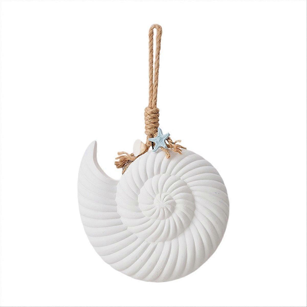 Mediterranean Wall Decor Pendant Wood Shell White