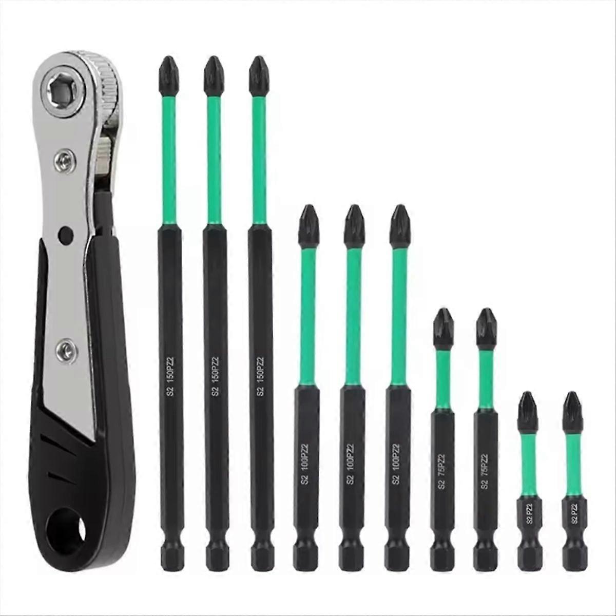 10Pcs PZ2 Magnetic Driver Bits Heavy Duty Hex Screwdriver Bit Set