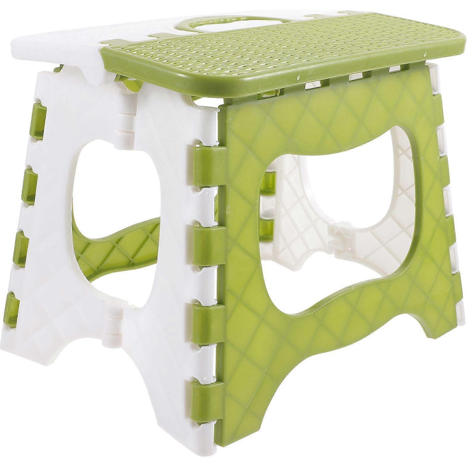 Folding Stool Portable Convenient Small Creative Simple Foldable Stool for Home (Green Small Size)