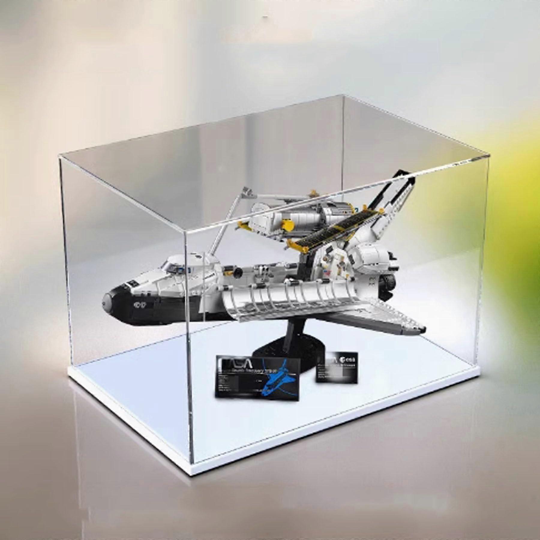 Display Case Dustproof Acrylic Box for  10283 Space Shuttle Model with Elegant White Base