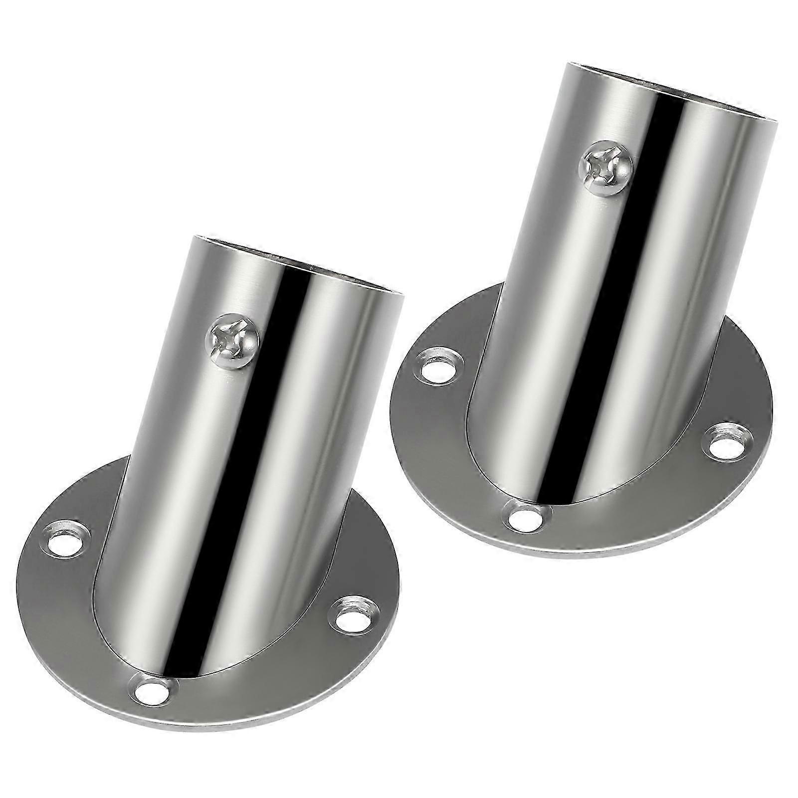 2Pcs Adjustable Socket Bracket Support Holder Stainless Closet Rod Flange