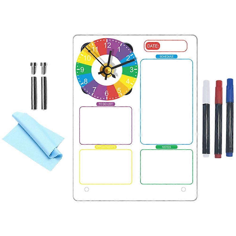 Desk Acrylic Whiteboard with Clock for Home Use 1Set Multi-Function Board