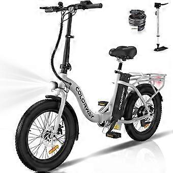 COLORWAY 20" Opvouwbare Elektrische Fiets Wit, Elektrische Hulpfiets met 36V 12Ah Batterij 250W Motor, Opvouwbare E-BIKE