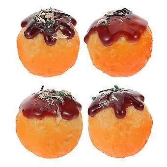 PVC Takoyaki Model for Home Decor 8Pcs Realistic Japanese Street Food Toy
