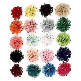 Fiori decorativi in chiffon per collare per animali domestici, 20 pezzi