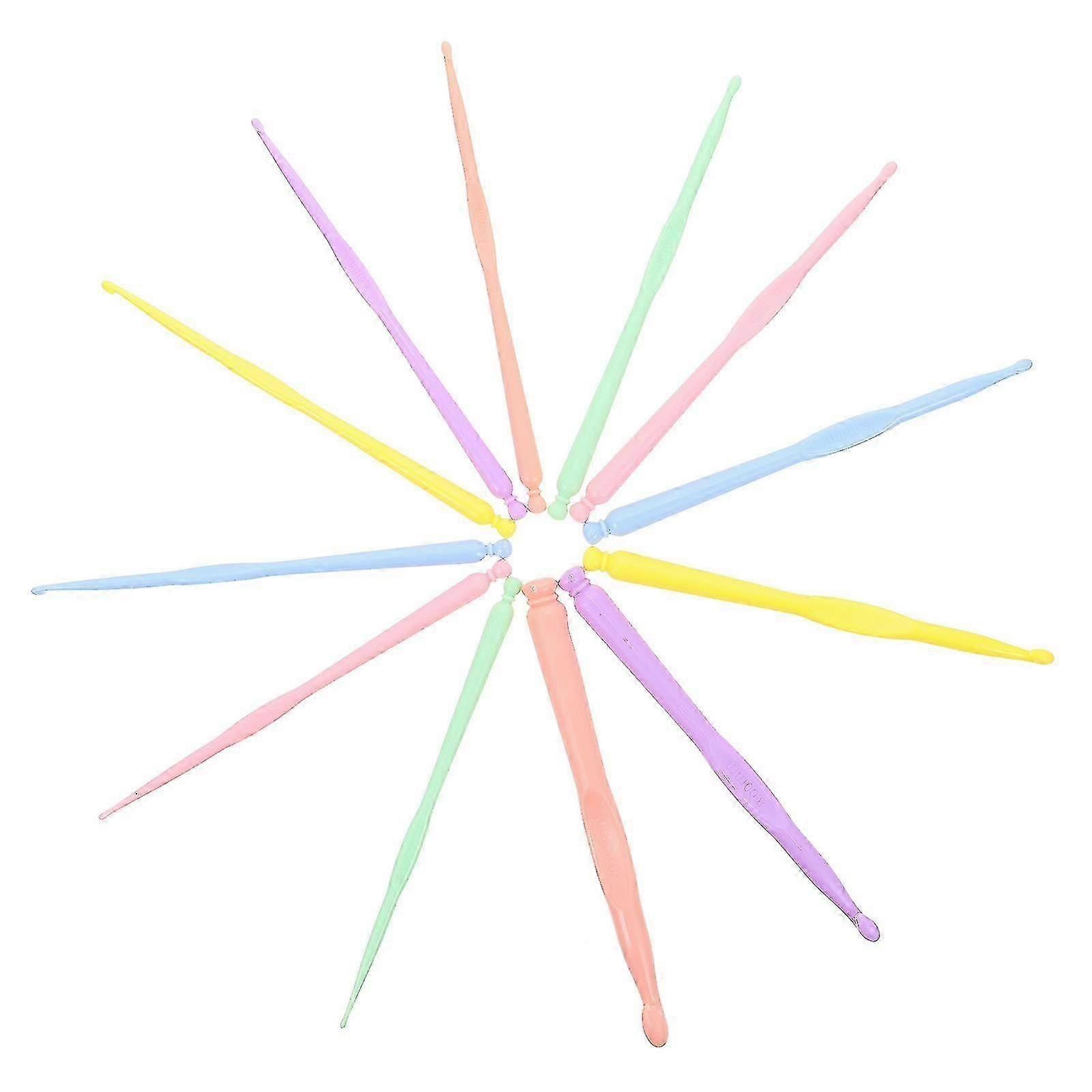 Knitting Hooks Plastic Crochet Needles for Crafts 12Pcs Assorted