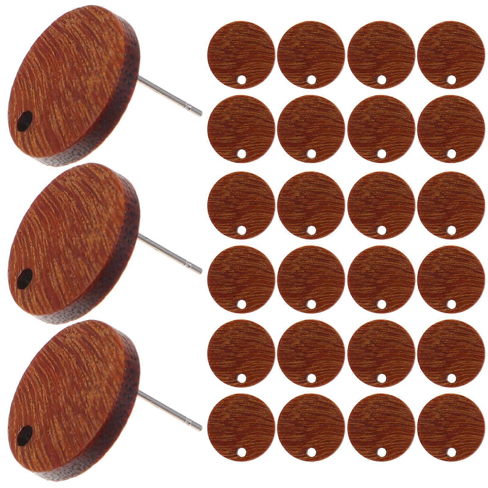 Ear Accessory Ear Posts Wood Post Earring Studs for Decoration 30Pcs