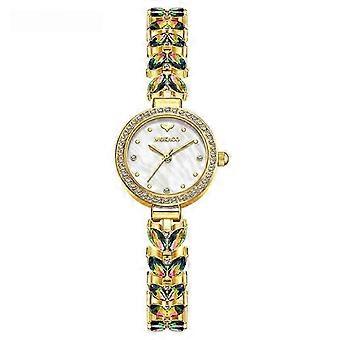 MOKAGO Women's Luxury Watch - Gold Butterfly Bracelet with Crystal Bezel & Mother-of-Pearl Dial | Elegant Fashion Jewelry for Women | Timeless Style &