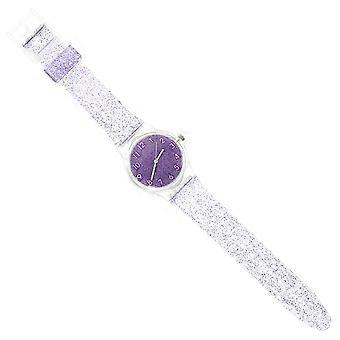 Orologio viola per bambini trasparente Creative Shiny Watch Glitter Silicone Watchband Children Wrist Watch