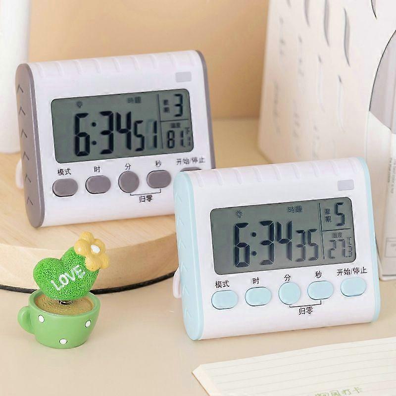 Rechargeable clock, calendar, timer, countdown timer, kitchen timer, silent, flashing light, thermometer, learning lithium battery rechargeable pink m