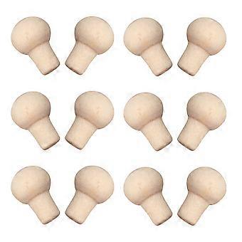 Conjunto de 12 puxadores em miniatura para móveis de casa de bonecas, com botões de madeira bege para gavetas.