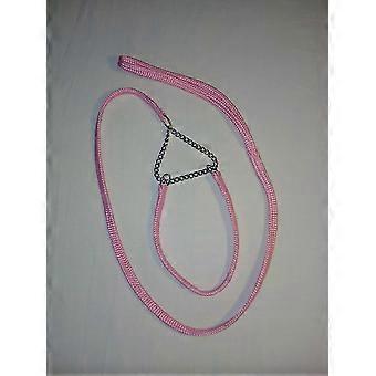 Halsbåndsstørrelse 11" Showline Pink Kombination Halsbånd og Snor (8 mm Bred)