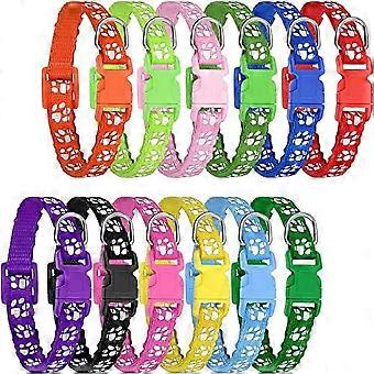 12 Pack Puppy Collars for Litter,Adjustable Puppy ID Collars Soft Nylon Whelping Collars for Newborn Litter Pets
