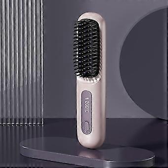Brosse lissante Go Brush Pro respectueuse des cheveux, brosse chauffante sans fil rechargeable idéale pour les voyages (couleur violette)