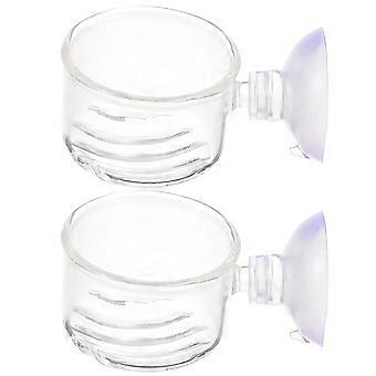2 Stück Aquarium Fütterungsbecher Glas Fisch Roter Käfer Feeder Aquarium Futterhalter