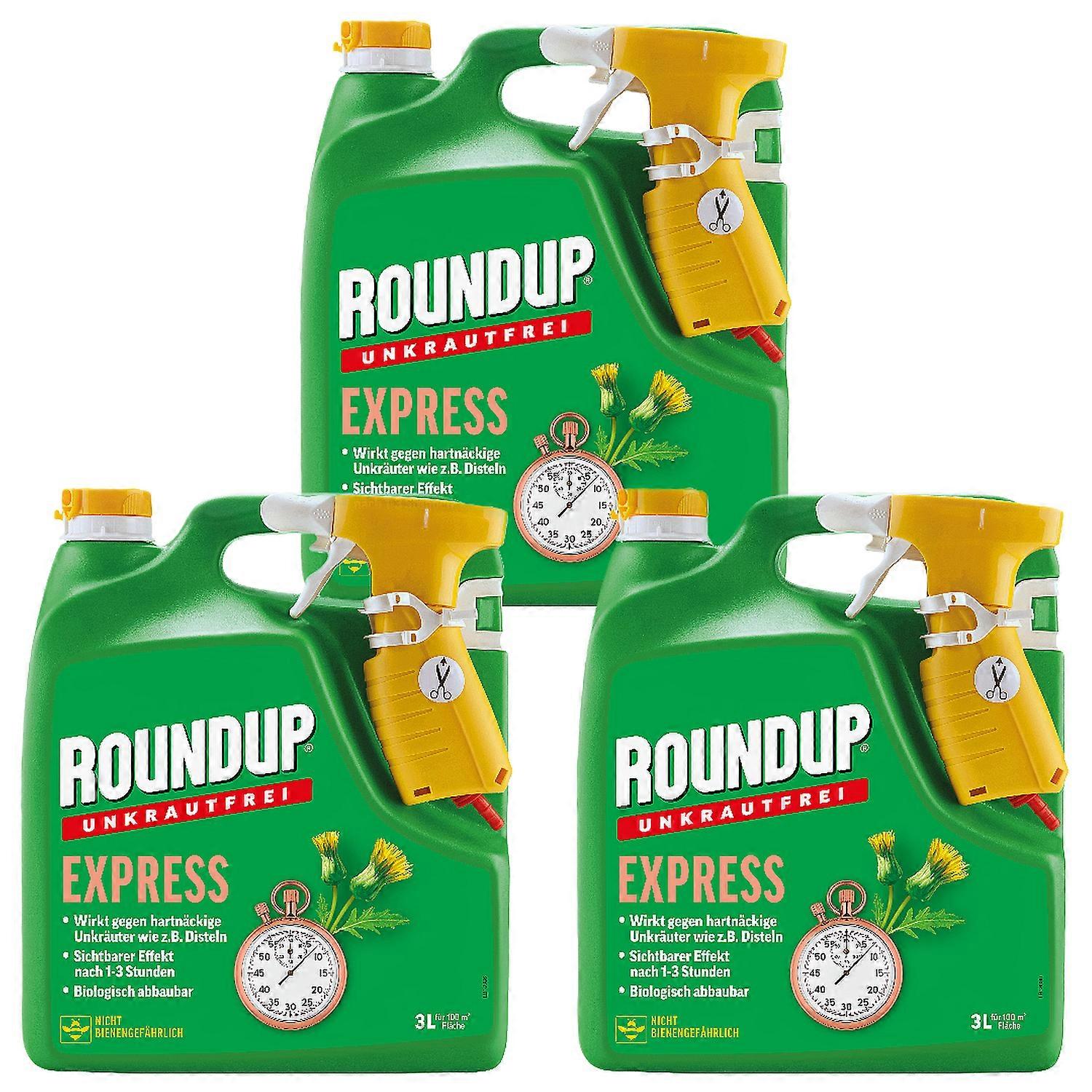 3 x ROUNDUP® Weed-Free Express AF Spray Bottle, 3 Liters