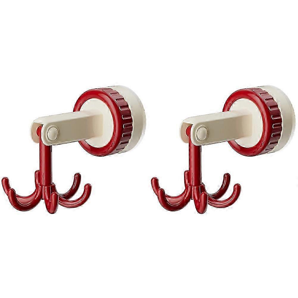 Six-Claw Hook Multi-Function Spatula Spoon Kitchenware Storage Rack Retro Suction Cup Seamless Wall Hanging Red