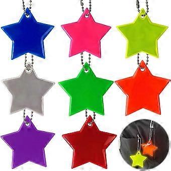 8 Pcs Reflective Star, Reflector Pendant, Safety Reflectors Pendants, 5.5cm / 2.2 Inch, 8 Colors, For Clothing, Backpacks, Luggage, Strollers, Wheelch