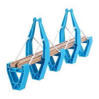 Wooden Train Bridge for Kids: Double Suspension Train Bridge with Blue Plastic Support Towers - Wooden Railway Accessories for Toddlers and Kids