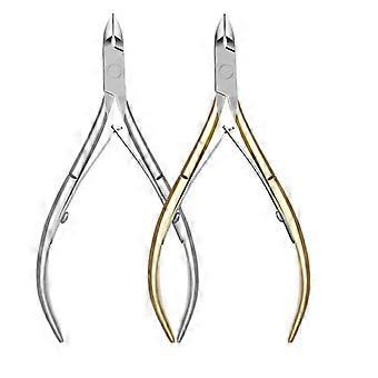 Professional Cuticle Nipper Stainless Steel Gold Plated Double Spring Precision Cutter for Manicure Pedicure