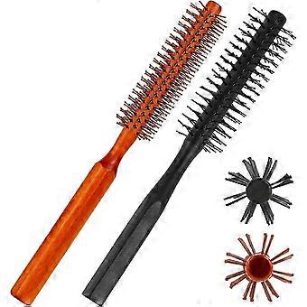 Two small, fluffy curling brushes with 8 rows of nylon bristles, round curling brushes, suitable for wet hair, wavy hair, and bangs styling.