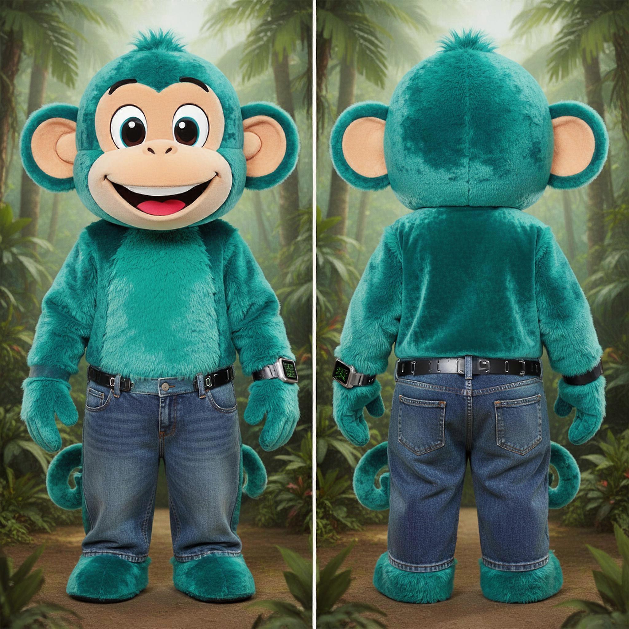 MASTICOT Teal Velvety Monkey Mascot