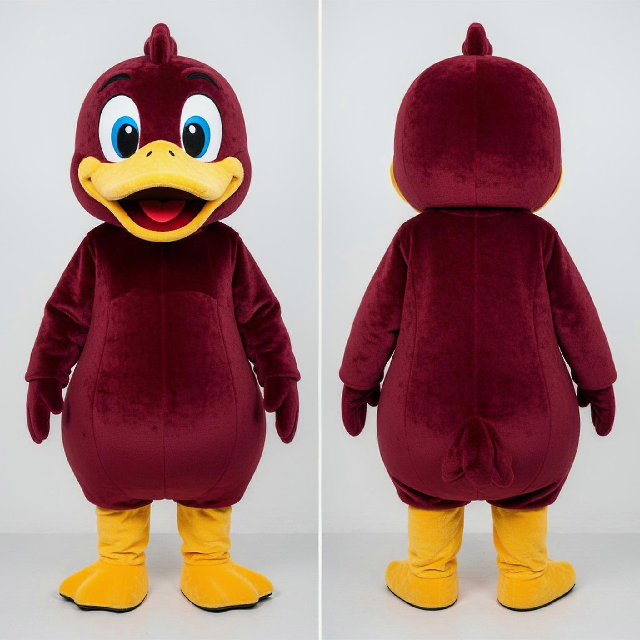 MASTICOT Maroon Fluffy Duck Mascot