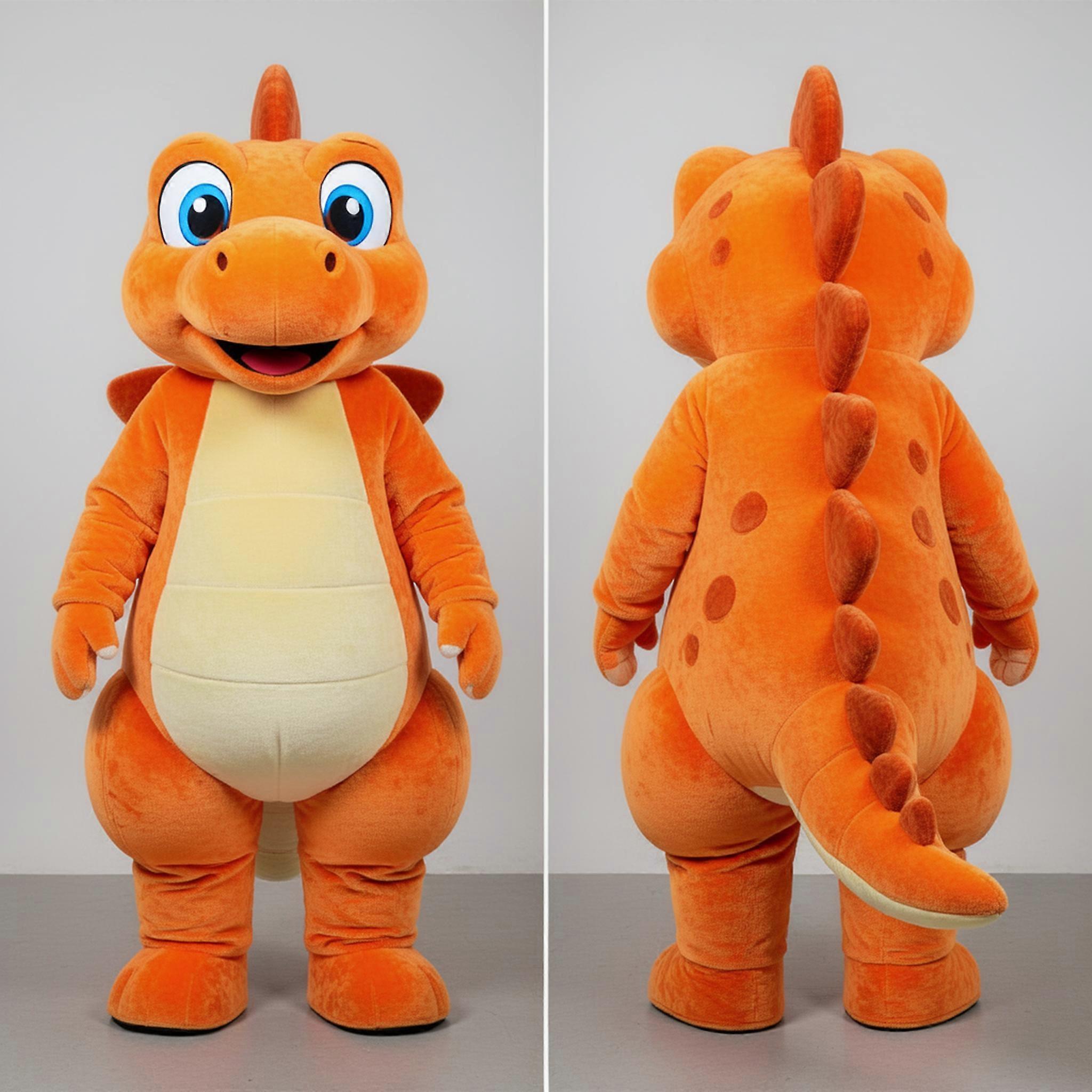 MASTICOT Orange Spiky Stegosaurus Mascot