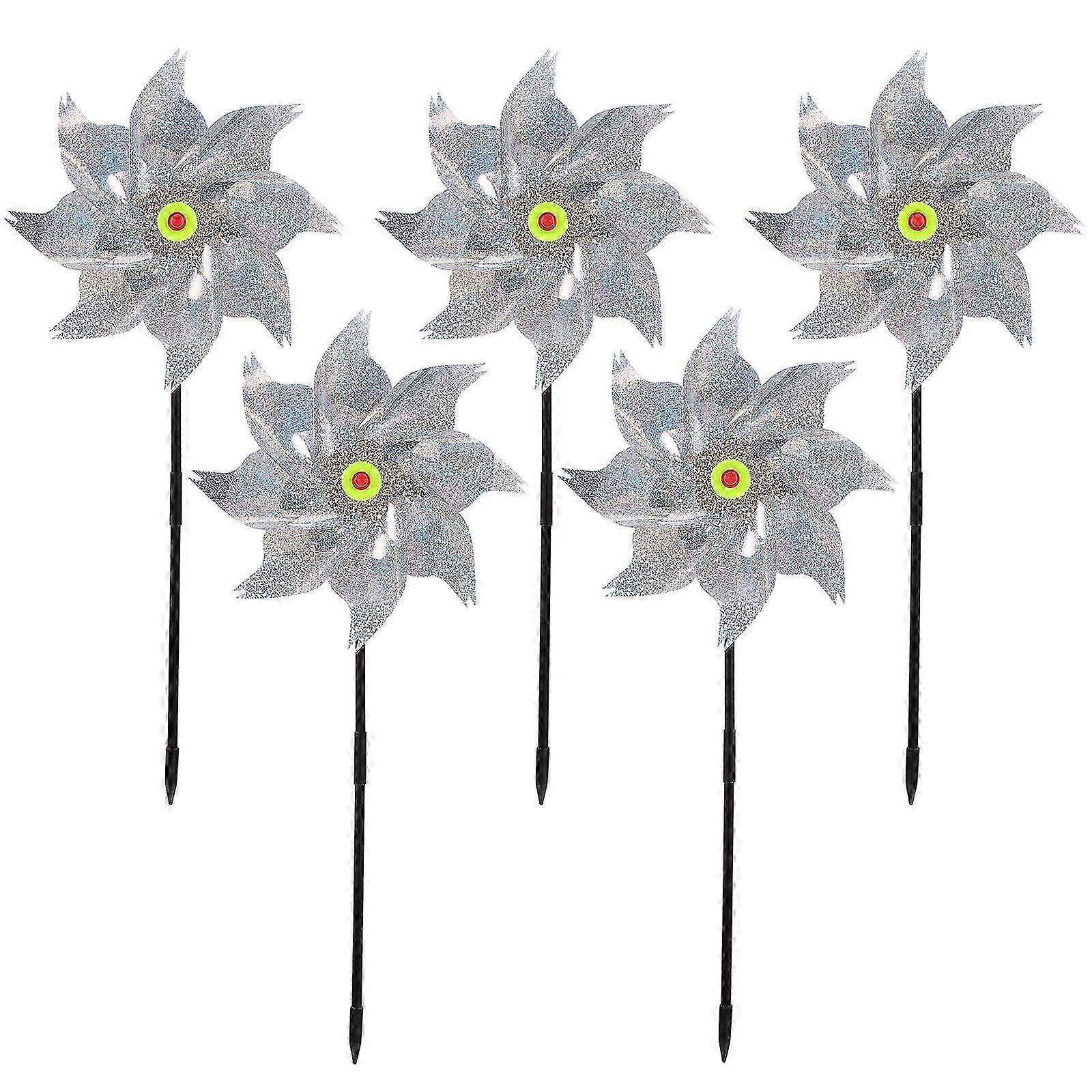 Silver Bird Pinwheel Balcony Bird Windmill Decor 5Pcs Set
