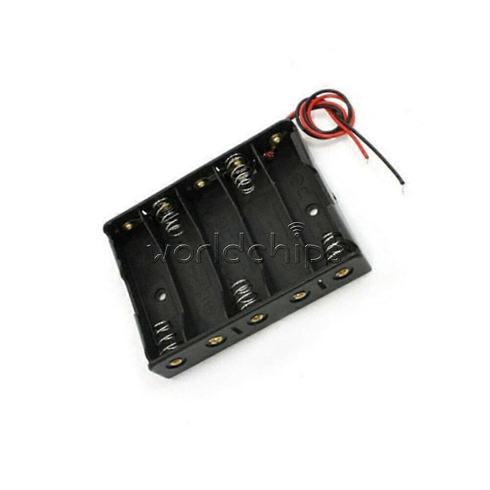 2PCS 5 AA Battery Holder with Wire Leads, Durable Plastic Storage Case for DIY Electronics