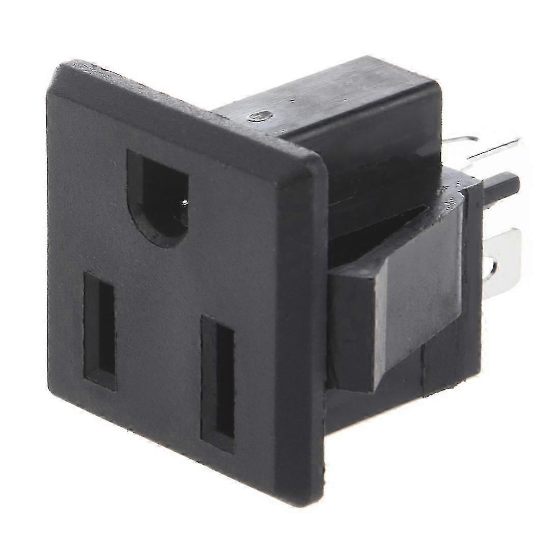 125 V AC 15 A flush-mounted US socket. Black. Simple.