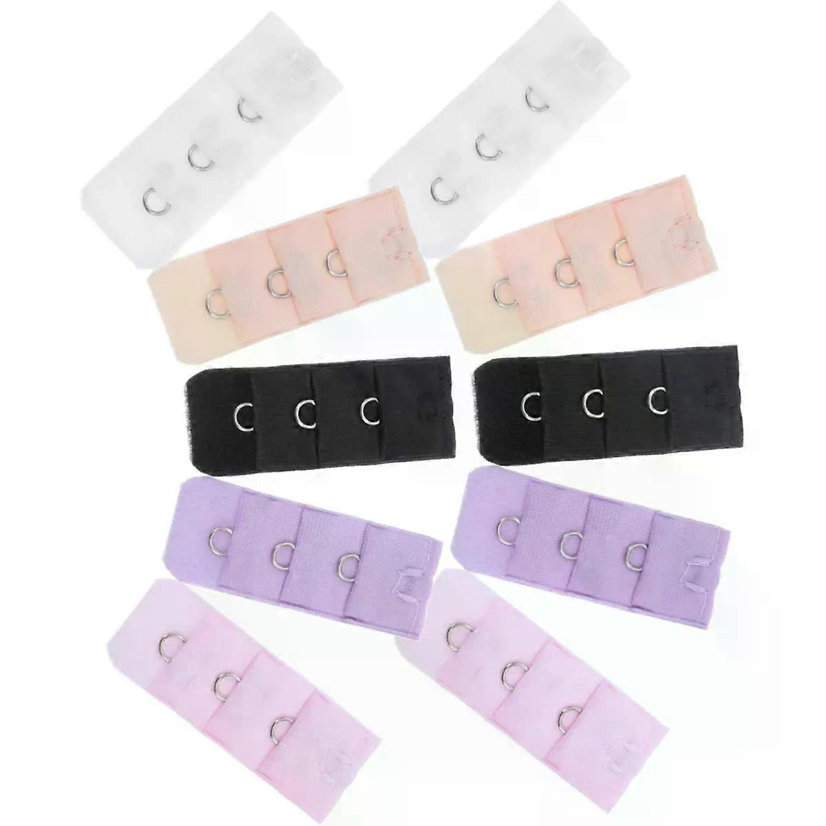 10 Pack Women Bra Extender Hooks 3 Rows 1 Button Nylon